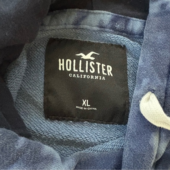 Hollister California Men's XL Sweater Hoodie Pullover Blue Tie Dye LS Sleeve - Picture 4 of 11
